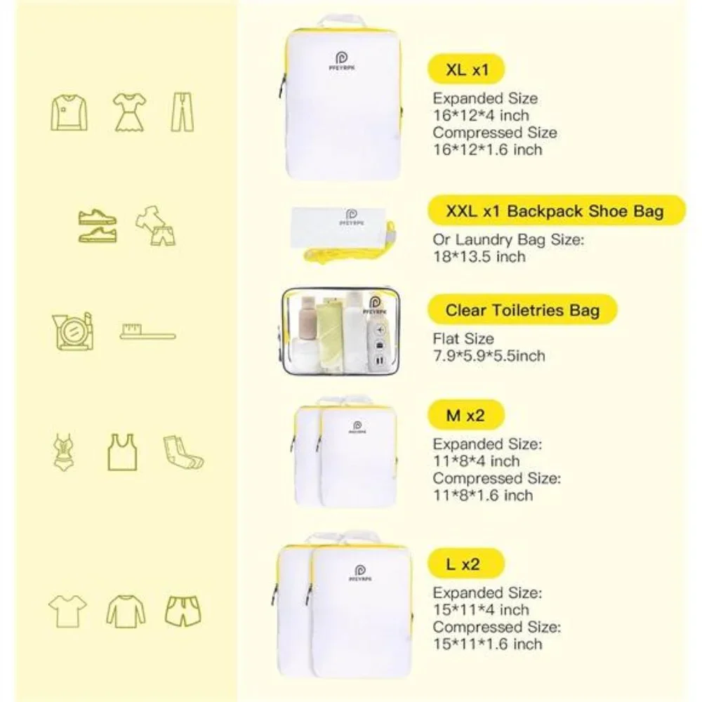Lightweight Compression Packing Cubes for Suitcases, Compressible Expandable
